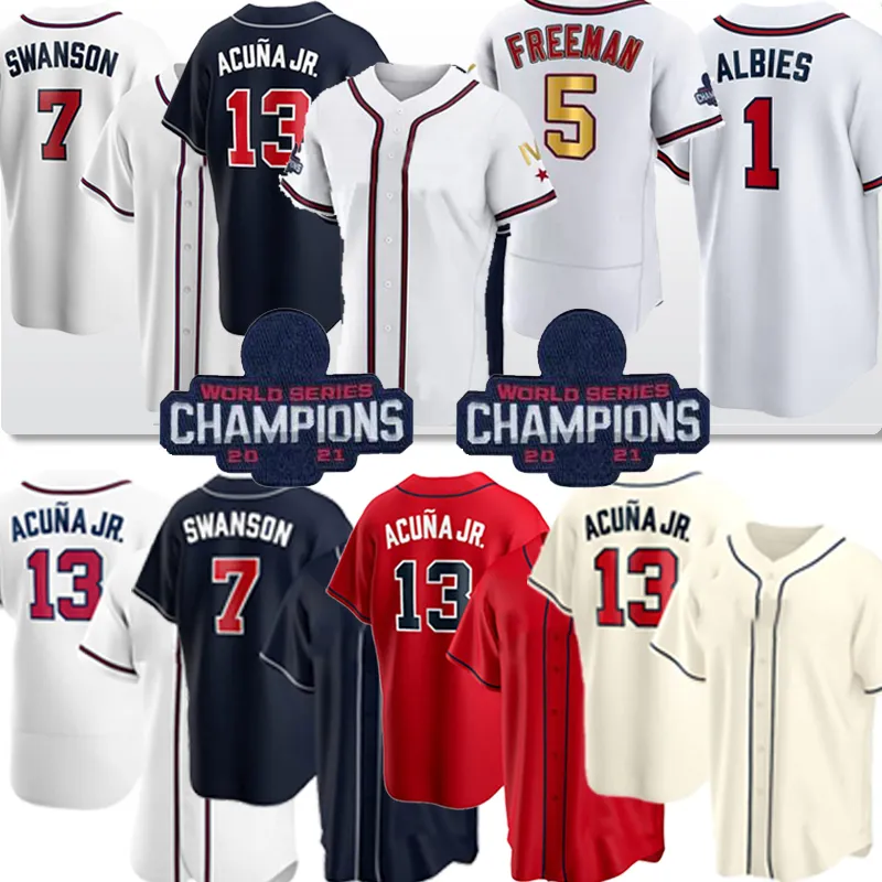 Atlanta Braves 13 Ronald Acuña Jr. Jersey 5 Freddie Freeman 3 Dale Murphy 7 Dansby Swanson 2020 Custom Baseball Maillots Baseball Jersey Tukameng2016