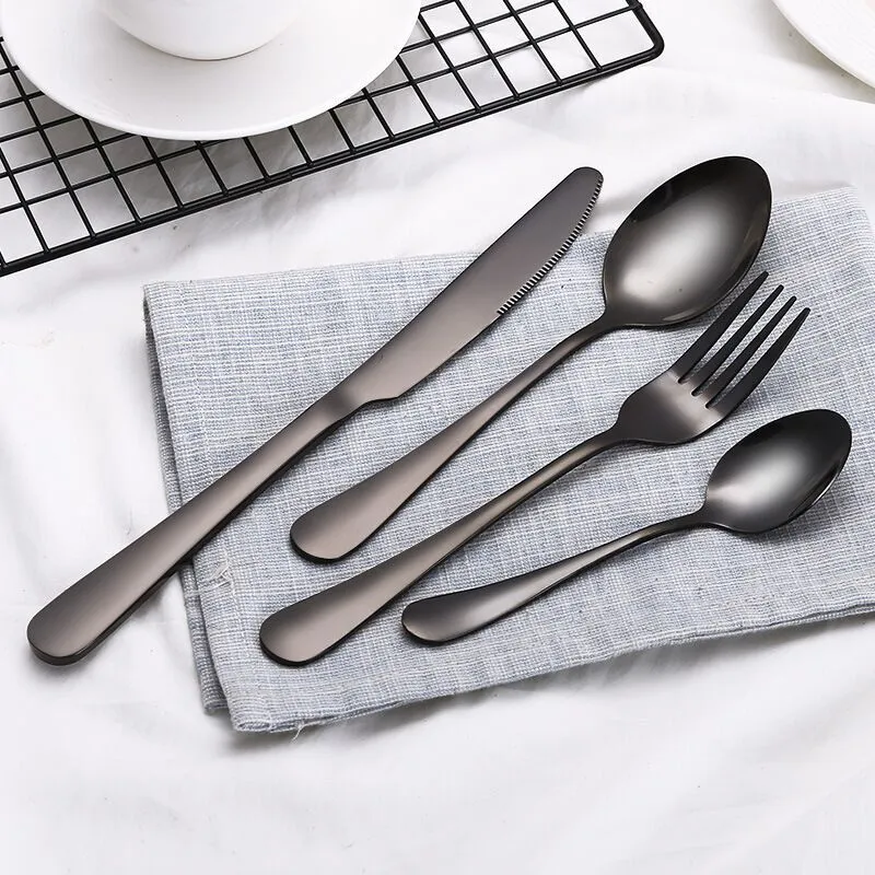 4pcs set 7 Colors High Grade Colorful Stainless Steel Flatware Set Spoon Fork Knife Teaspoon Dinnerware Set Cutlery Tableware Sets_005