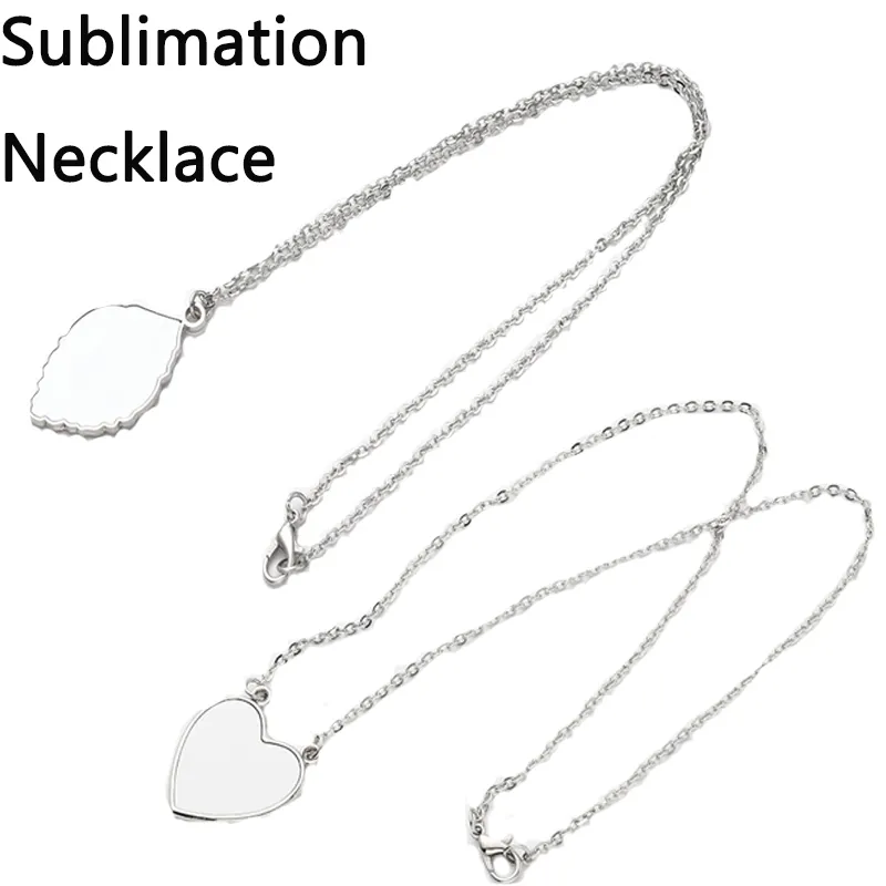 Sublimatie bladvorm ketting gunst gepersonaliseerde legering hartvormige kettingen platte ketting sieraden hanger eenvoudige Valentijnsdag geschenk