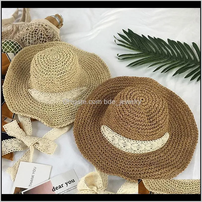 women summer straw woven hats female foldable sunscreen fisherman hat tether handmade crochet beach vacation sunshade wide brim