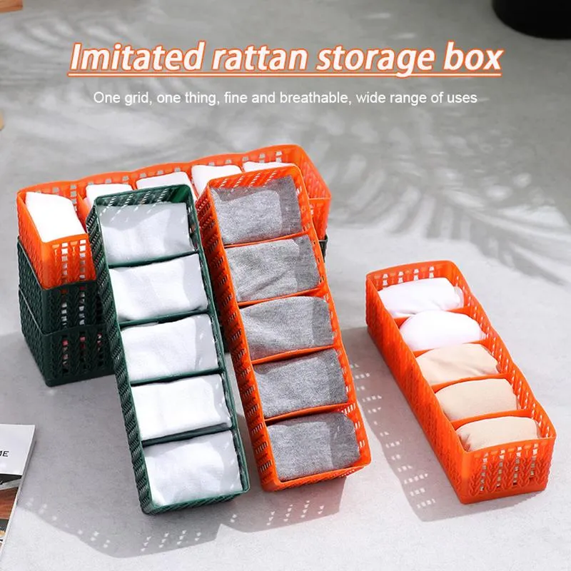 Storage Drawers 5 Grid Plastic Underwear Box Closet Organizer Drawer