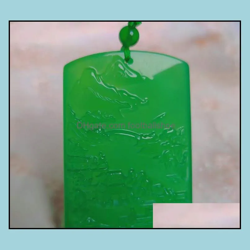 Natural Ice Species Charms Emperor Green Chalcedony Landscape Brand Pendant