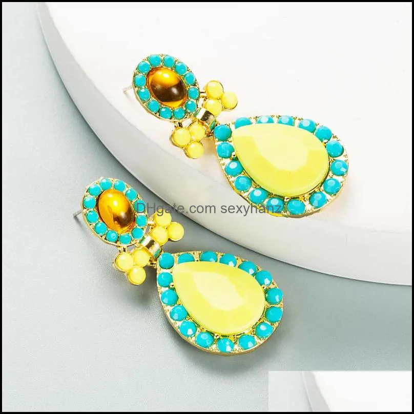 S2311 Fashion Jewelry S925 Silver Post Water Drop Dangle Earrrings Rhinstone Stud Earrings