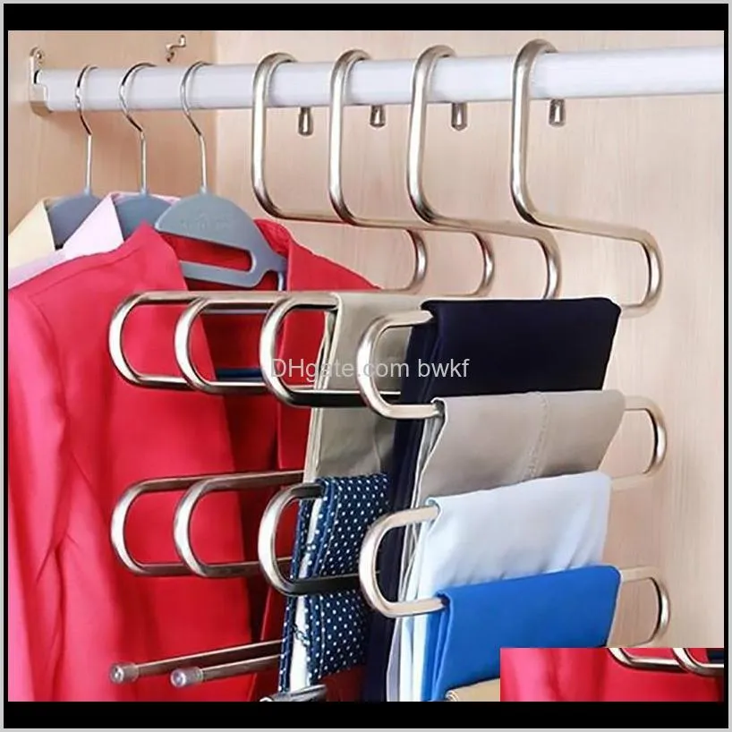 Hangers Clothing Racks Housekeeping Organization Home & Garden Drop Delivery 2021 Multi-Functional S-Type Stainless Steel Multi-Layer Rack Tr