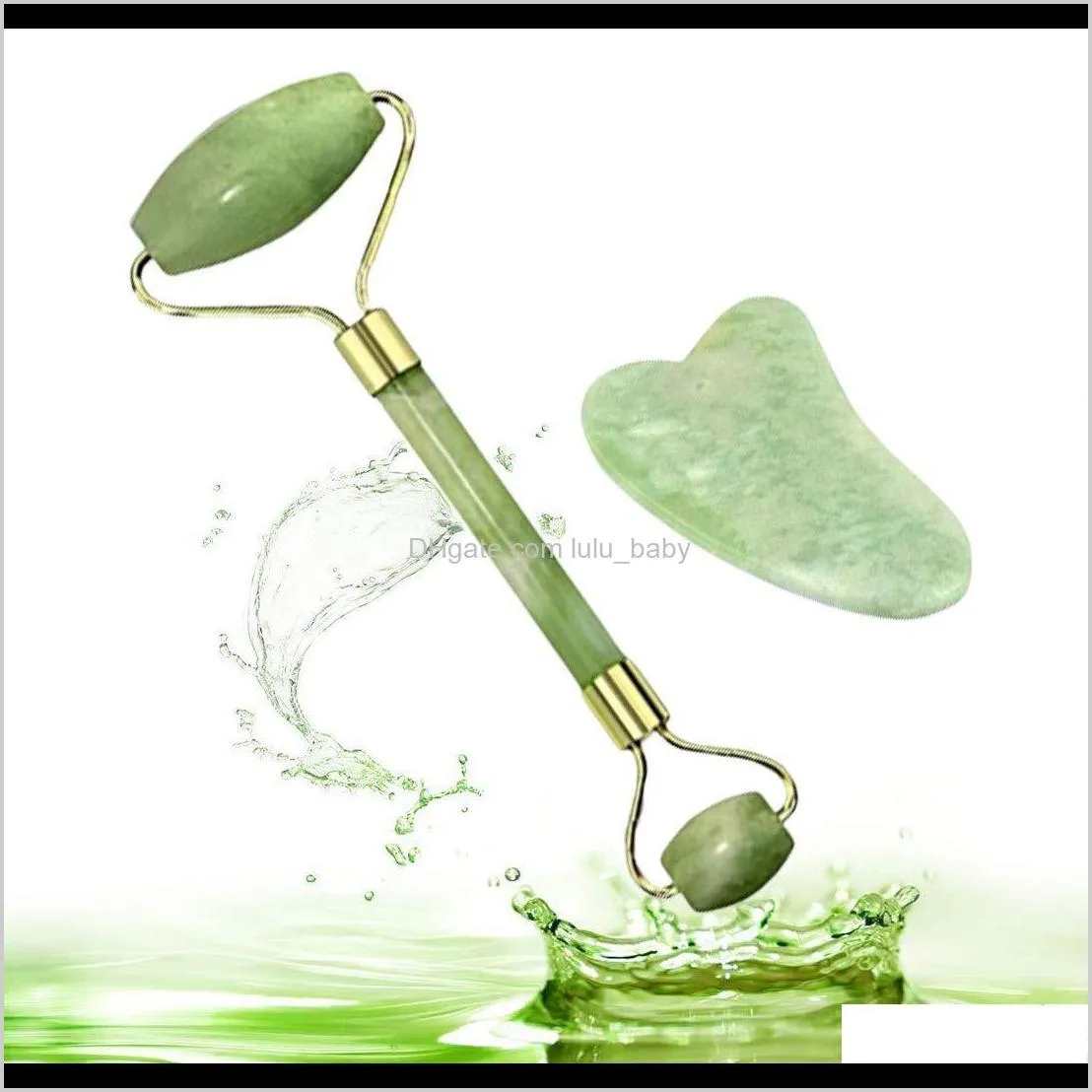 natural jade roller guasha skin scraper facial set facial stone firming face anti-aging puffy eyes massager neck anti wrinkle