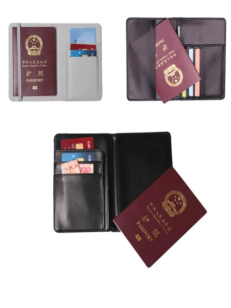 2021 Novo Sublimação Suporte Passaporte PU bolsa de couro DIY bolsa de cartão em branco carteira de transferência de calor documento sacos de armazenamento