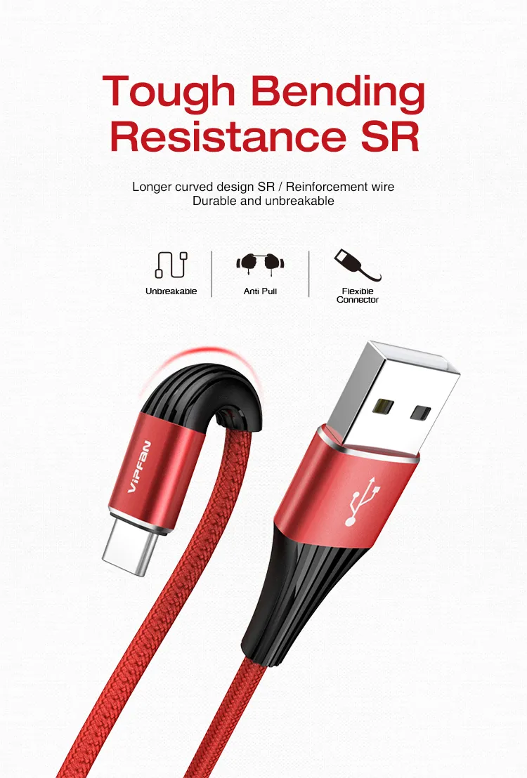Câble USB Type-C Câbles de données de charge rapide pour Huawei Xiaomi avec Retail Box CB-A1