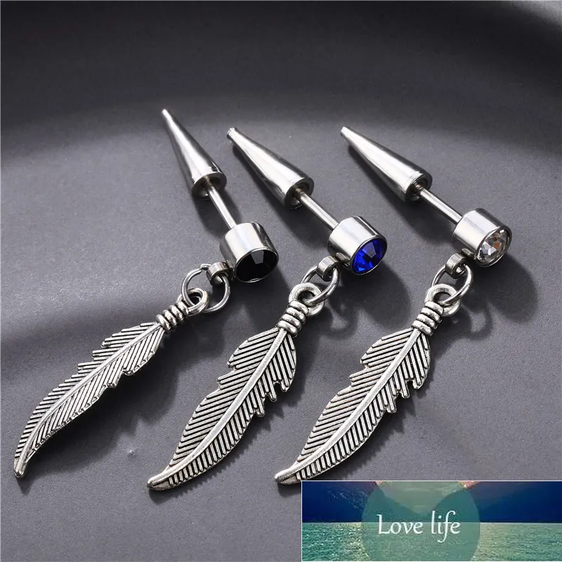 1 Pcs Stainless Steel Punk Rock Leaf Cross Pirecing Stud Earrings For Men Women Gothic Street Pop Hip Hop Earring Party Jewelry Factory price expert design Quality