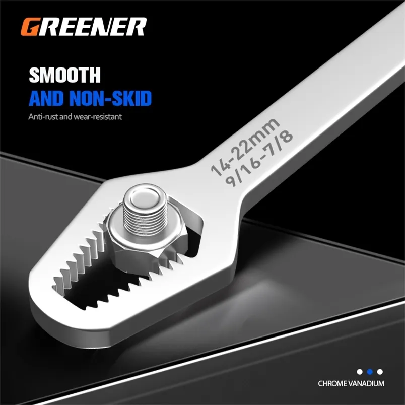 Greener Universal Torx Wrench Adjustable Glasses Wrench 8-22mm Ratchet Wrench Spanner for Bicycle Motorcycle Car Repairing Tools 211110