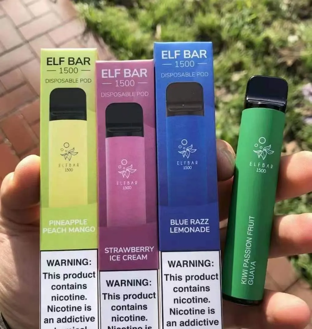 Elf Bar 1500 Puffs E Cigarette Disposable Vape Pod Device 850mAh Battey