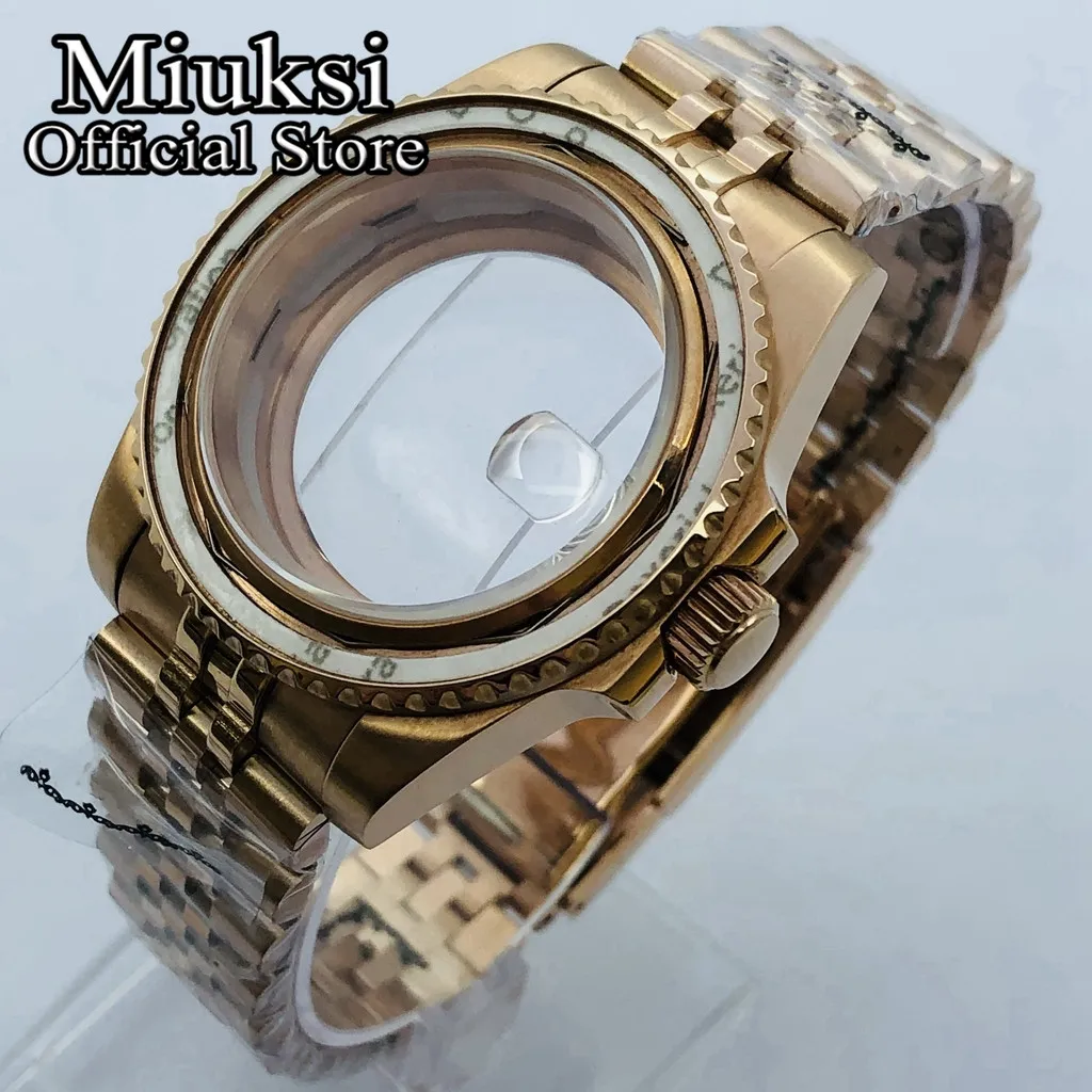 40mm Rose Gold Case Sapphire Szklana Bransoletka Jubileuszowa Fit NH35 NH36 ETA 2836 Miyota 8205 8215 821A Mingzhu DG 2813 3804