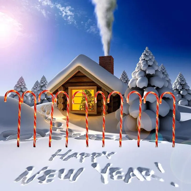 Güneş Lambaları Lamba Noel Dekorasyon Şeker Kamışı Işık Açık Su Geçirmez Çim Bahçe Sıcak LED Ev Noel Yılı Tatil Işıkları