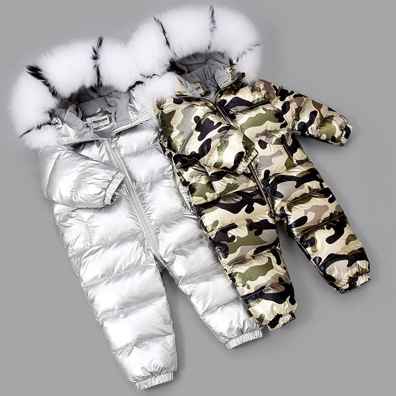 Jumpsuits 2021 Geboren Baby Onesie Kostuum Meisje Romper Kleding Down Jumpsuit Boys Dikke Snowsuit Winter Warm Waterdichte Ski Suit Kleding