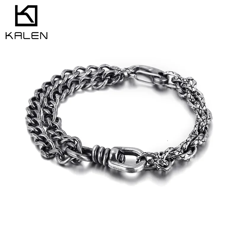 Kalen Vintage Chain Męskie Gothic Cecha Łańcucha Połączenie Biżuteria ze stali nierdzewnej