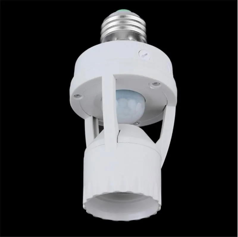 2 SZTUK E27 Lampa Uchwyt Gniazdo z PIR Sensor Sensor Ampoule LED Light Base AC100-240V Inteligentne lampy Przełącznik żarówki