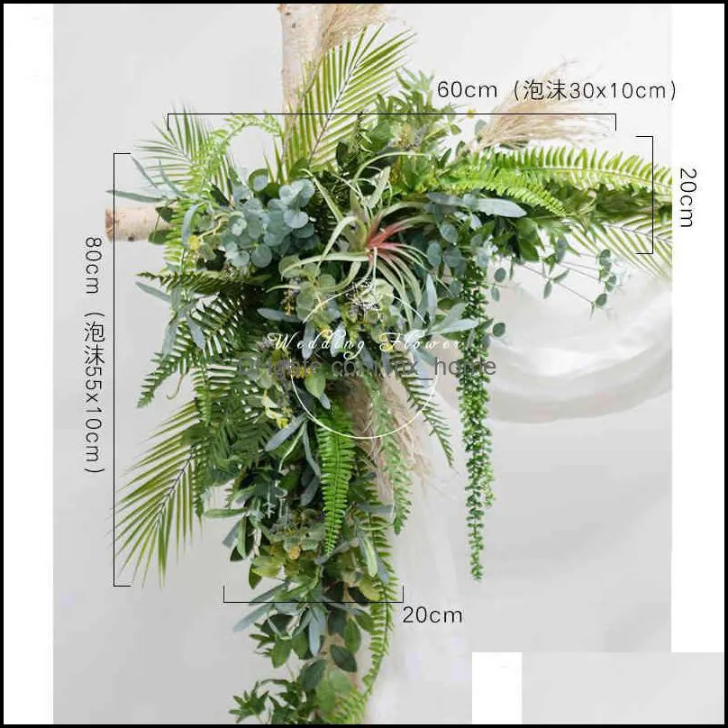 Decorative flower Custom Forest Wedding Arch Decor Artificial Flower Piece Nep Rij Guirland Green Plants Mall Event Party Photo Props