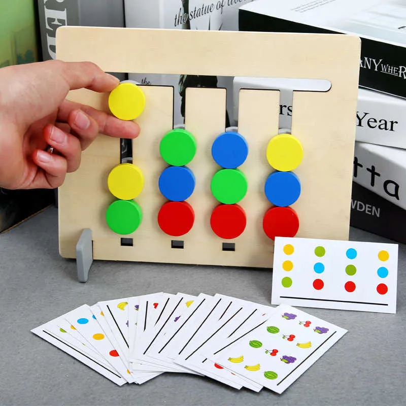 色と果物の両面マッチングゲームの論理的な推論トレーニング子供教育の木のおもちゃの子供たち