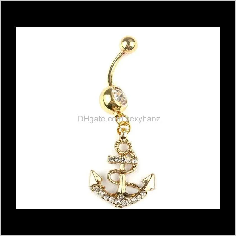 D0438 The anchor style Belly Button Navel Rings mix colors navel belly ring ,body piercing jewelry