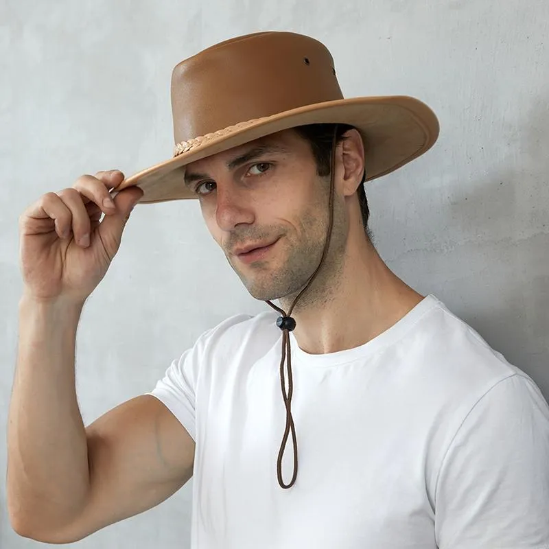 Retro Wide Brim Genuine Leather Leather Hats For Men 59CM Size For Men,  Women, And Cowboy Western Sun Protection Perfect For Summer Beach And Casual  Wear From Edwinsevert, $31.78