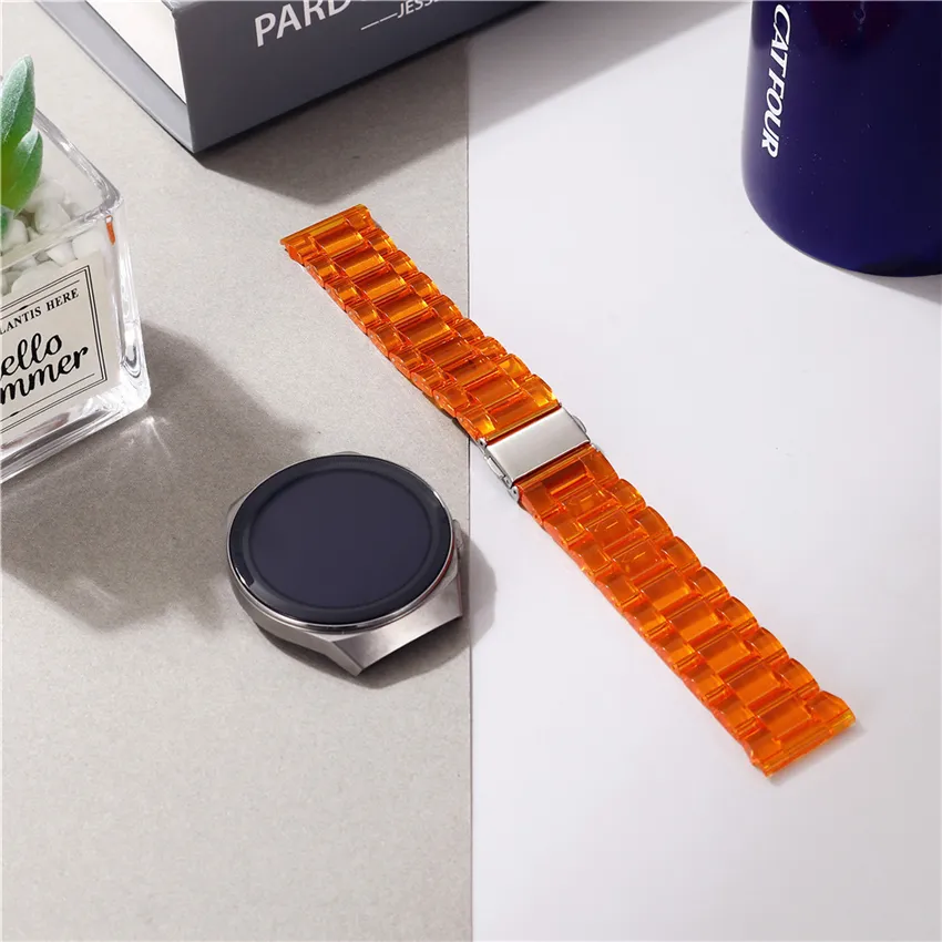 Kolorowe akrylowe trzy koraliki składane opaski zegarka pasek na nadgarstek dla Samsung Gear S2 Huawei GT Garmin 20 22mm na 40 44mm Apple Watch 3456