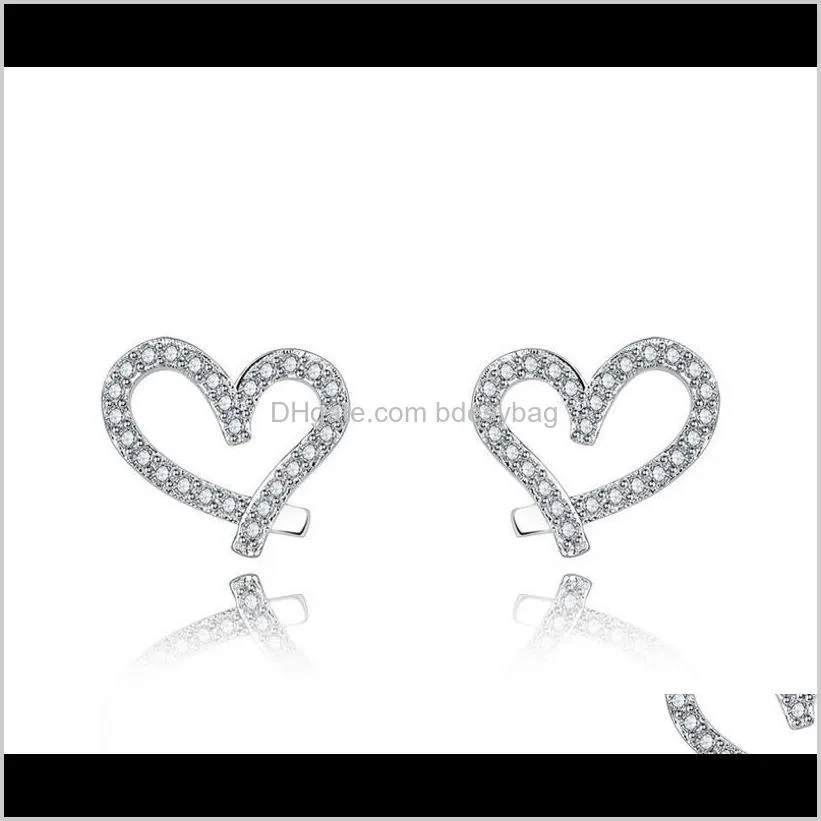 Stud Bijoux Drop Livraison 2021 Est Designer Love Heart avec cristal 18 carats plaqué or boucles d'oreilles diamant brillant pour femmes boucles d'oreilles zircon blanc