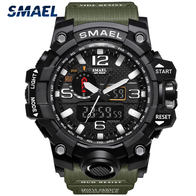 Smael märke mode män sport klockor män analog kvarts klocka militär klocka man klocka män 1545 relogios masculino x0524