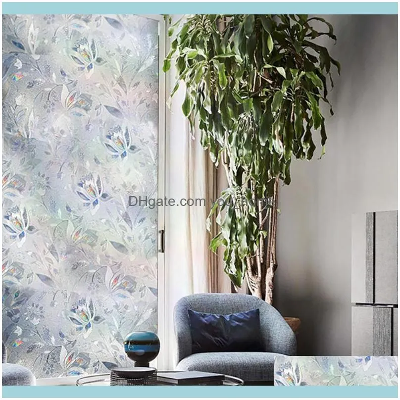 Window Stickers 3D Decorative Privacy Film Stained Glass Sticker Frosted Self-adhesive Decal Wallpaper