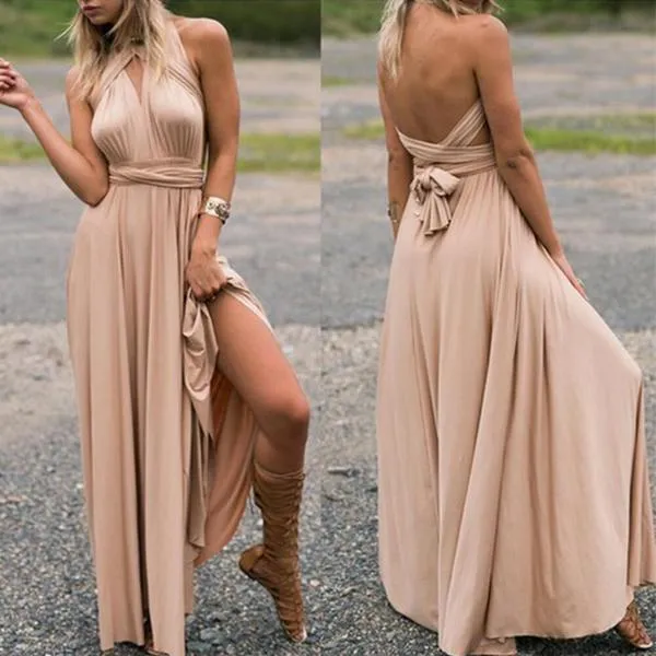 Kvinnor Boho Club Klänning Sexig Kvinnors Klänning Med Draped Laces Bohemian Style Lång Klänning Lämplig för Bridesmaids Transformable Q0713