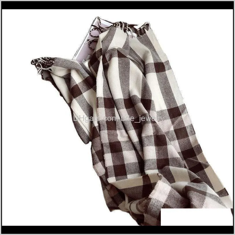 autumn winter plaid tassel cashmere scarf lady thickened warm shawl oversized women scarves