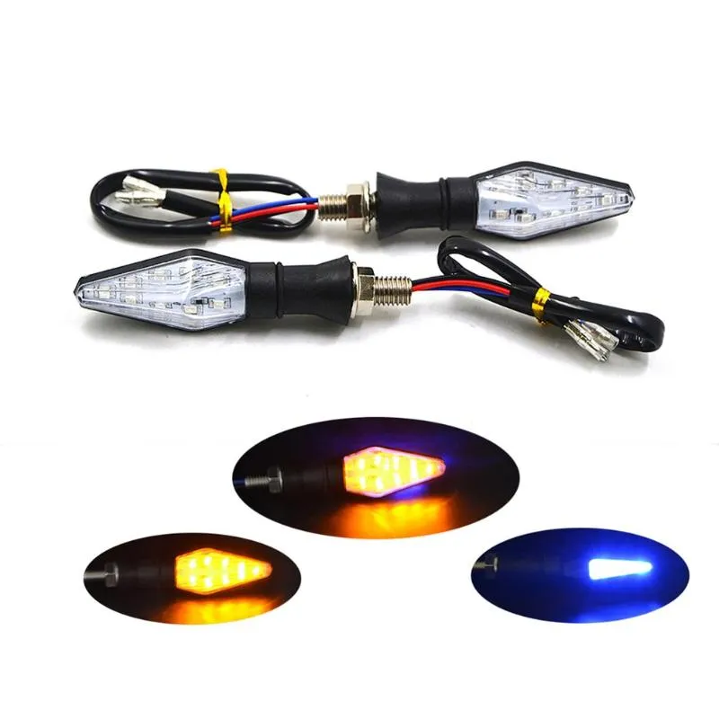 Bulbs 2Pcs Universal Motorcycle Turn Signal Double Sided Lights 12V Super Bright LED Light For Motorbike Off Road