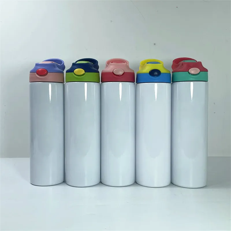 De gros! Gobelets à sublimation droits pour enfants de 20 oz, gobelets blancs vierges, bouteilles d'eau en acier inoxydable, gobelets à lait à double isolation sous vide A12