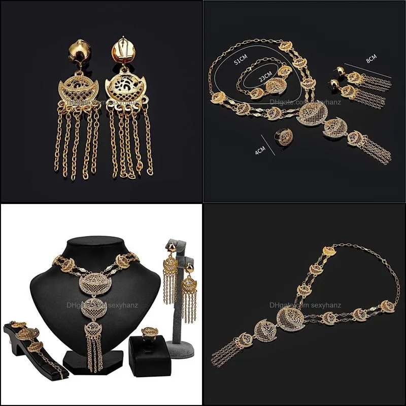 Earrings & Necklace 2021 Dubai Gold Bridal Jewelry Set Nigerian Wedding Women Accessories Wholesale Statement