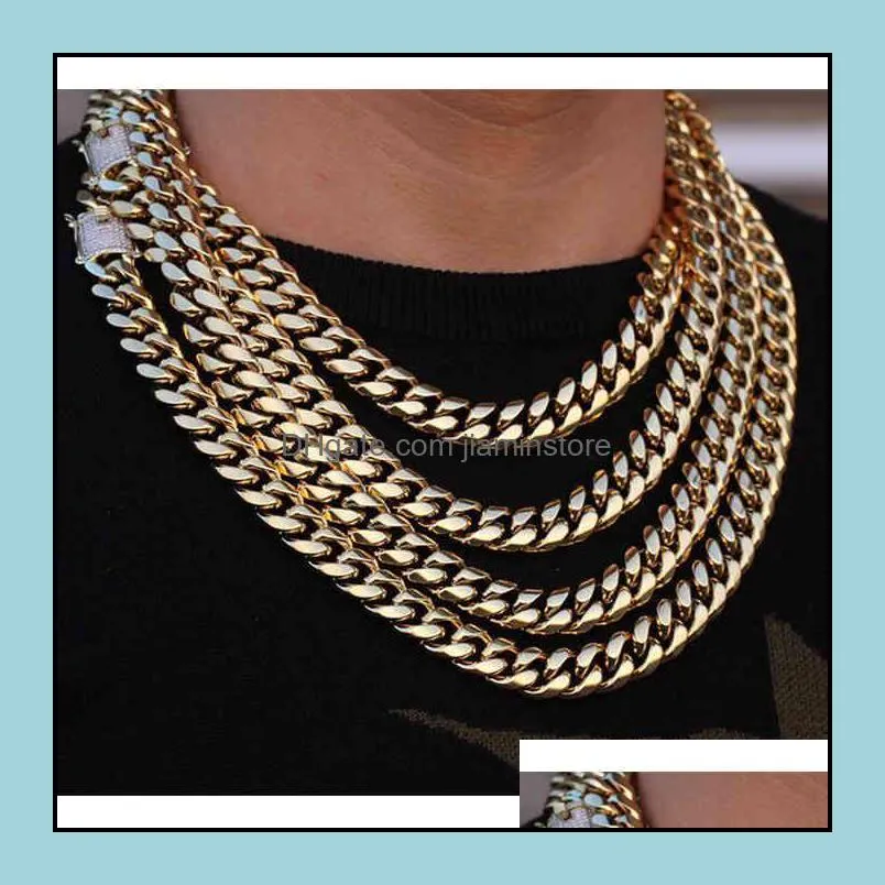 Miss Jewelry Hip Hop Men Women 14K 18K White Multicolor Gold Plated CZ Diamond Iced Out Cuban Link Chain Bracelet Necklace
