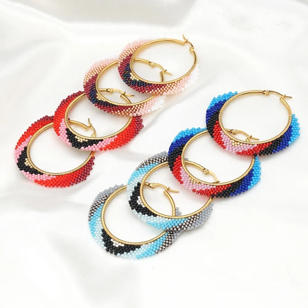 Go2Boho Miyuki Küpe Bohemian Hoop Küpe Kadınlar Için Takı 2020 Trendy Boho El Yapımı Pendientes Renkli Mücevherat Aretes