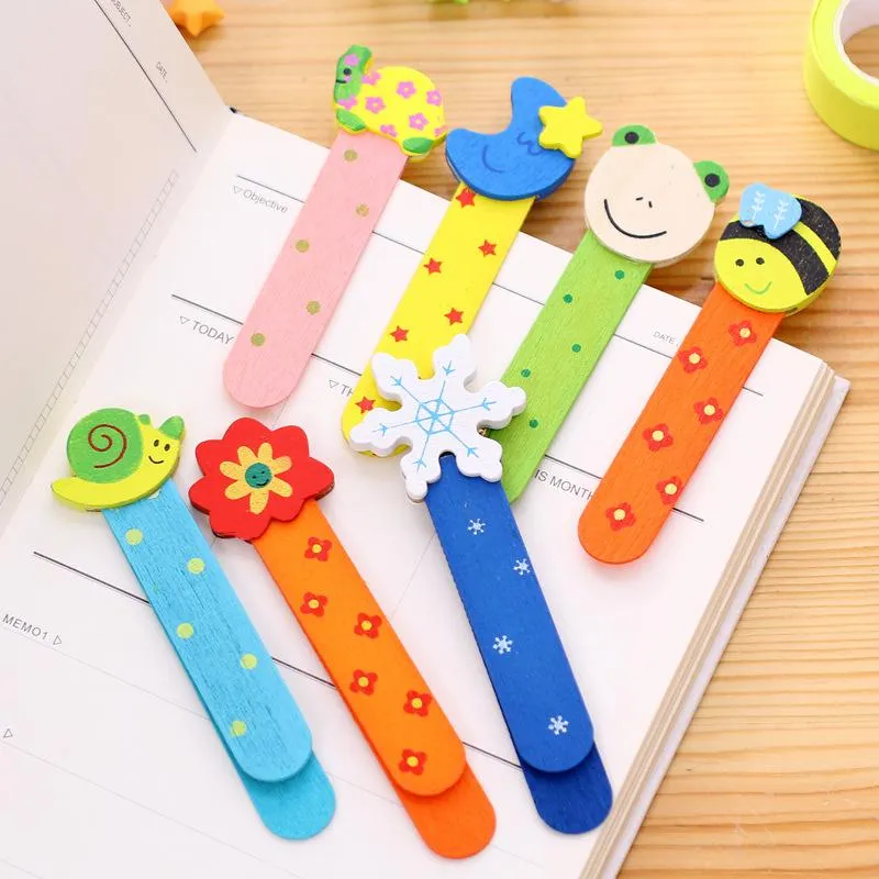 Lovely Cartoon Wooden Bookmarks Children Colorful Cute Animals Bookmark School Office Stationery Students Animal Bookmarks DH5866