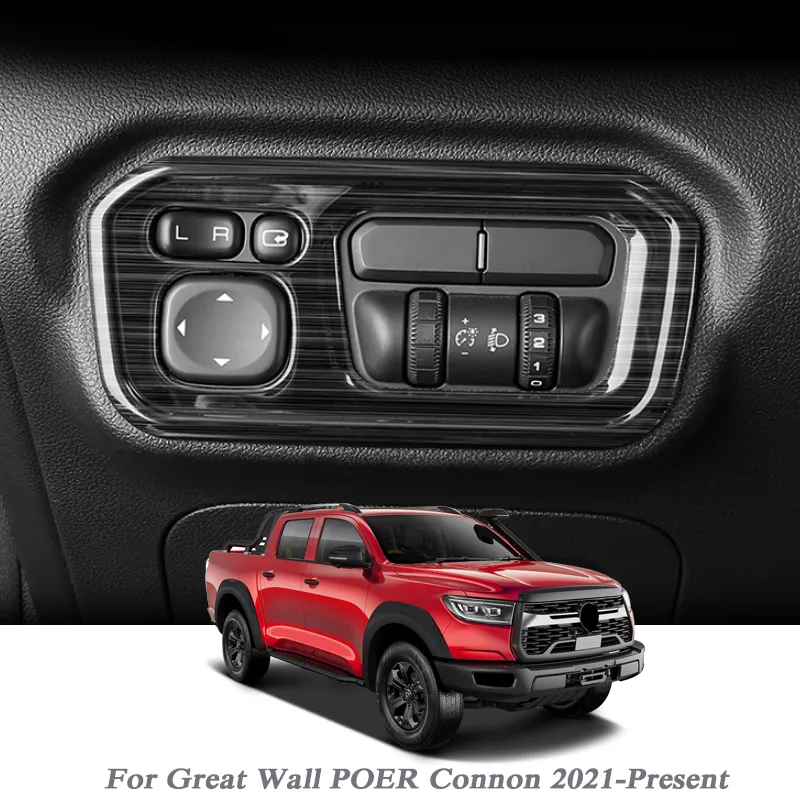 Auto Styling voor Great Wall Poer Connon 2021-Huidige Interieur Koplamp Switch Frame Pailletten Interne Mouldings Auto Accessoire