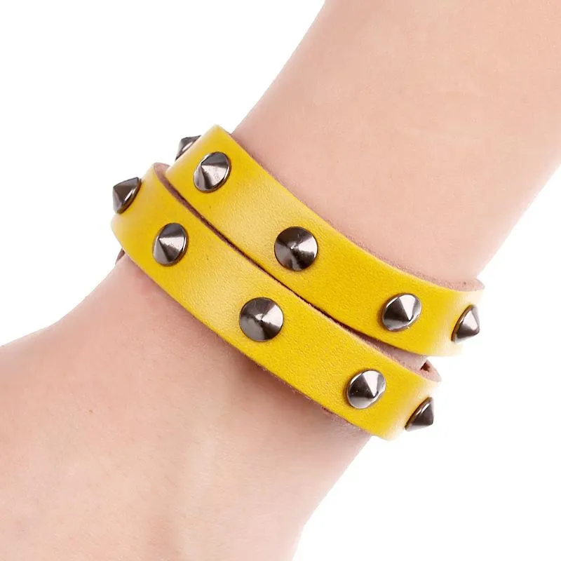 Tennis mode simple brin en cuir véritable Bracelets 38cm longueur jaune/bleu bracelet Bracelets bijoux accessoires femmes hommes