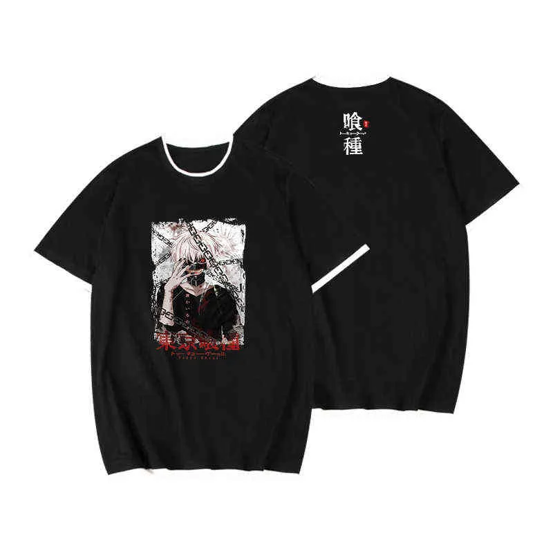 Tokyo Ghoul T Shirt Anime Plus Size Tops Tees Summer Toppar Mens Kortärmad T-shirt Tecknad Streetwear T-shirt Pojkar G220223