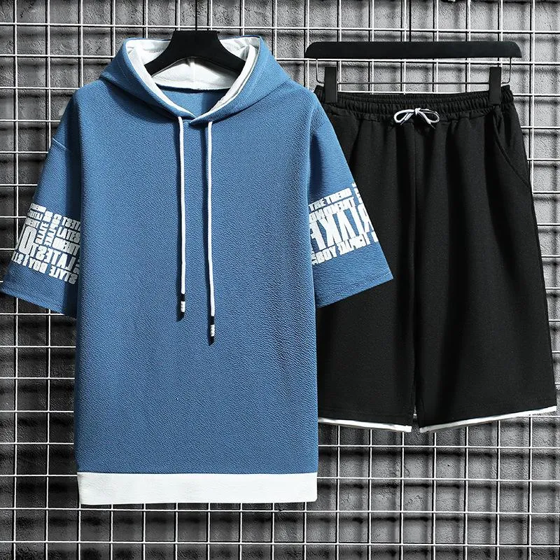 All over man top printed hooded short tracksuit