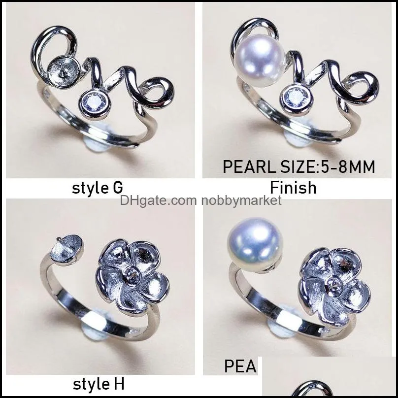 2019 DIY Pearl Rings Settings Zircon 925 Silver Ring Settings Ring for Women Mounting Ring Blank DIY Fashion Jewelry Accessories Gift