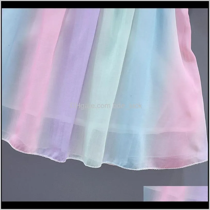 Toddler Baby Girls Sleeveless Rainbow Tulle Princess Dress