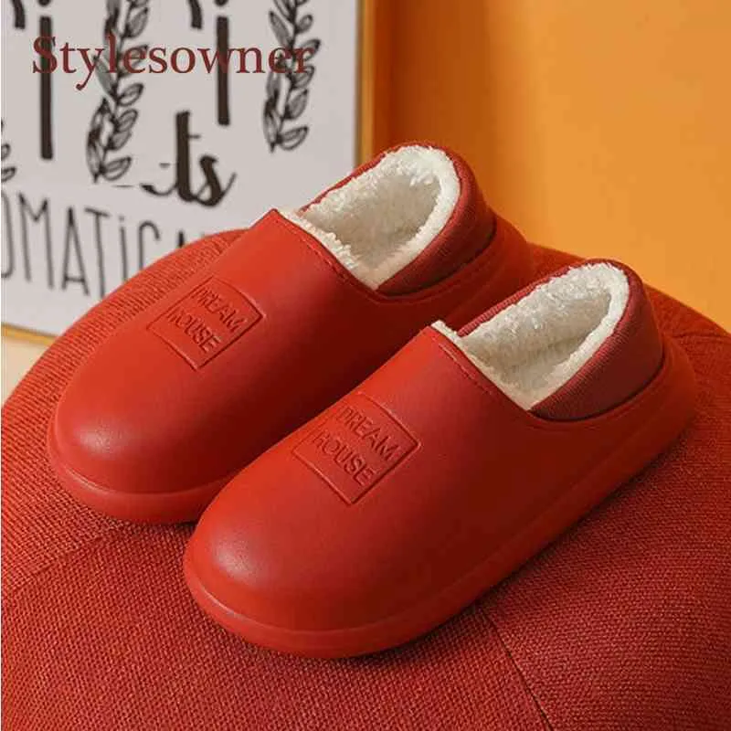 Uit het dragen van comfortabele vrouw slippers antislip herfst winter slippers solide oranje roze geel blauw schattig bontschoenen Q0508