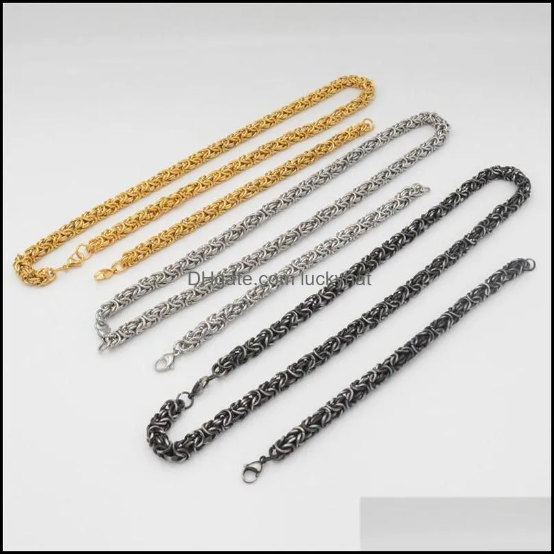 Hip Hop Heavy Twist Link Mens  Stainless Steel Chain Necklace Cuban Link Chain Hip Hop Jewelry