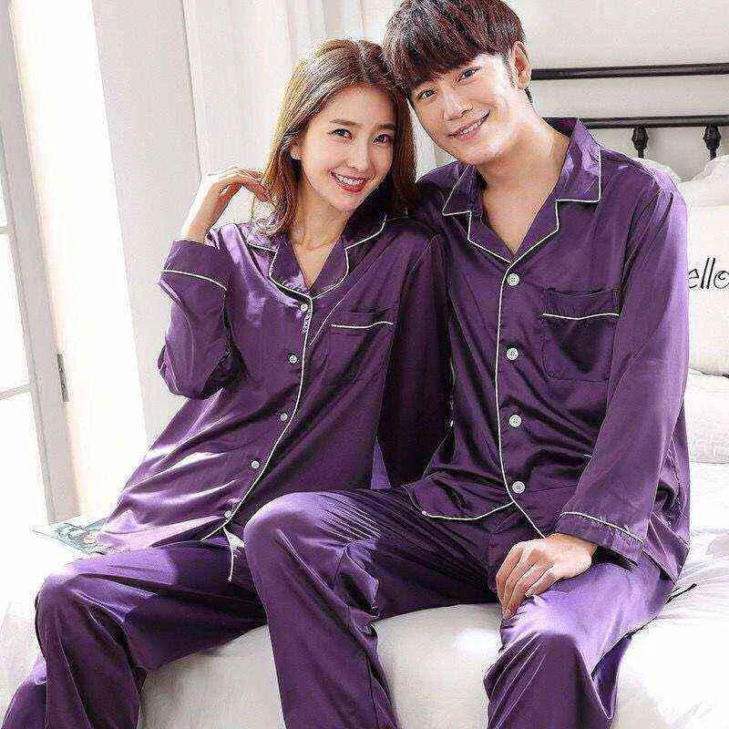 Oversize 6XL luxe pyjama pak satijn zijden pyjama sets paar nachtkleding familie pijama nacht pak mannen vrouwen casual huiskleding 211111