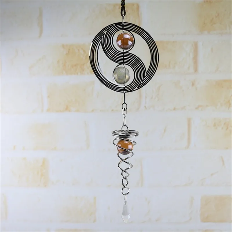 Round Dazzle Wind Chime Metal Rotate Aeolian Bells Hanging Ornaments Diamond Windchime Portable With Different Styles 10 5xz J1