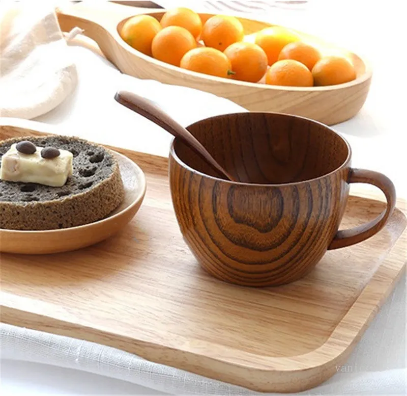 Wood Coffee Cup,Handmade Tea Mugs,Wooden Drinking Cup for Tea,  Beer,Water,Juice,Milk 260ml