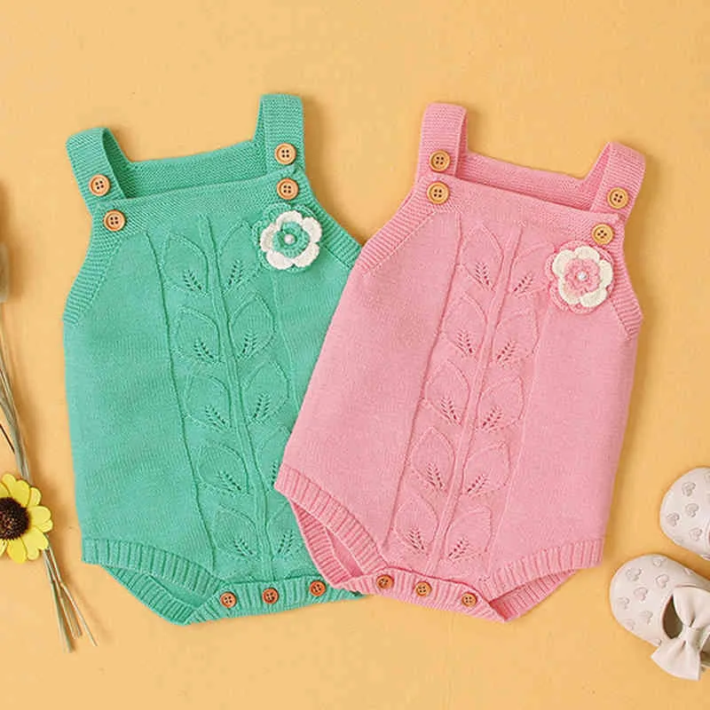 Autumn Baby Boy Girls Triangle Rompers Infant Romper born Girl Clothes Lovely Leaves Knitting 210429