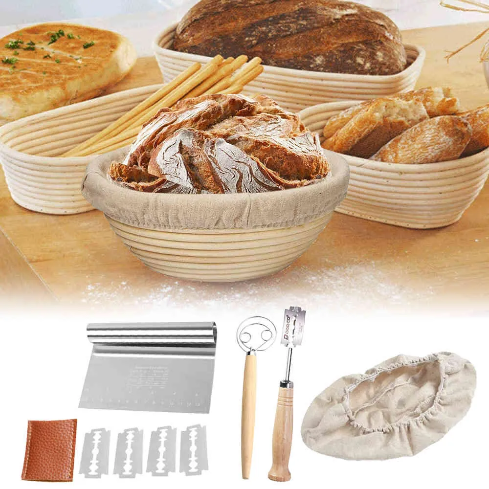 Round/Oval Banneton Proofing Basket Set Rattan Sourdough Proving Wicker Baskets Bread Baking Molds for Dough Fermentation