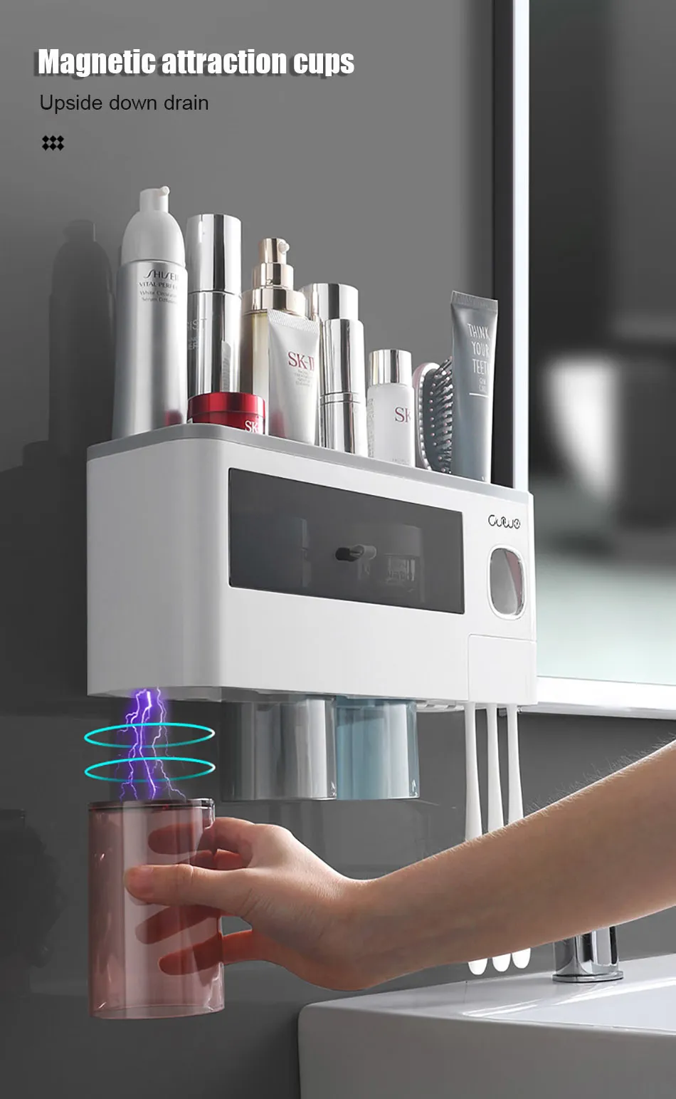 Automatic Toothpaste Dispenser & Toothbrush Holder Set - Wall Mounted ...