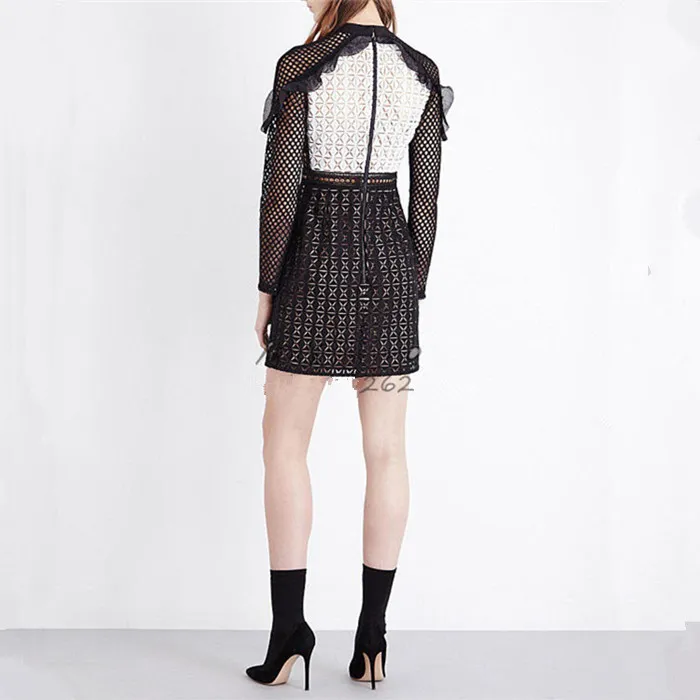 chinese dress ladies Self-Portrait // Black & White Lace Bow Dress – VSP Consignment main image 1